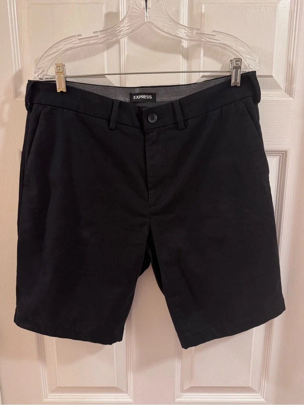 Express Men's Slim Black Stretch Chino Shorts (At the knee)